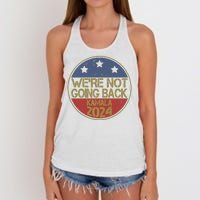 Were Not Going Back Kamala Harris 2024 Campaign Women's Knotted Racerback Tank