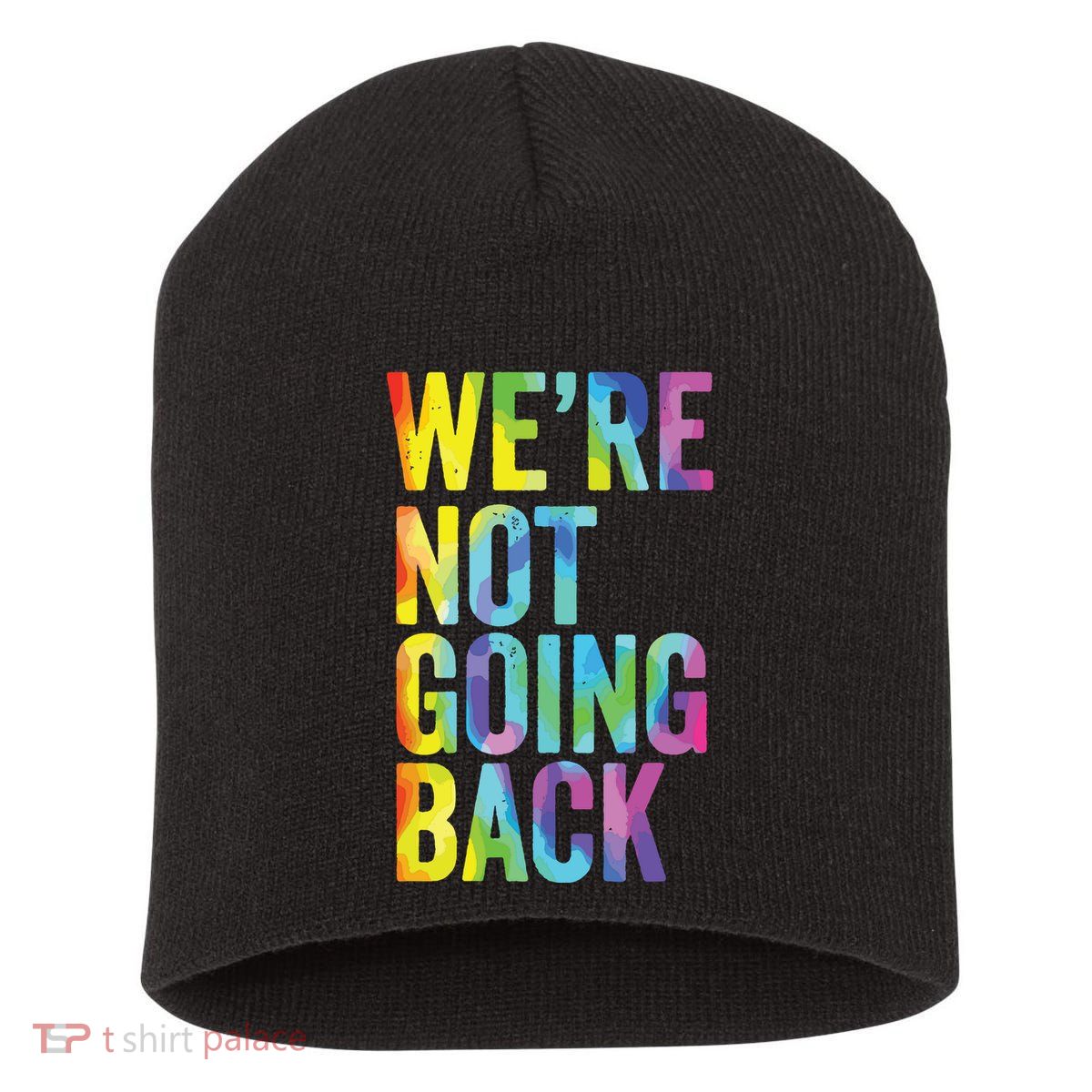 Were Not Going Back Slogan Vintage Distressed Election Vote Short Acrylic Beanie