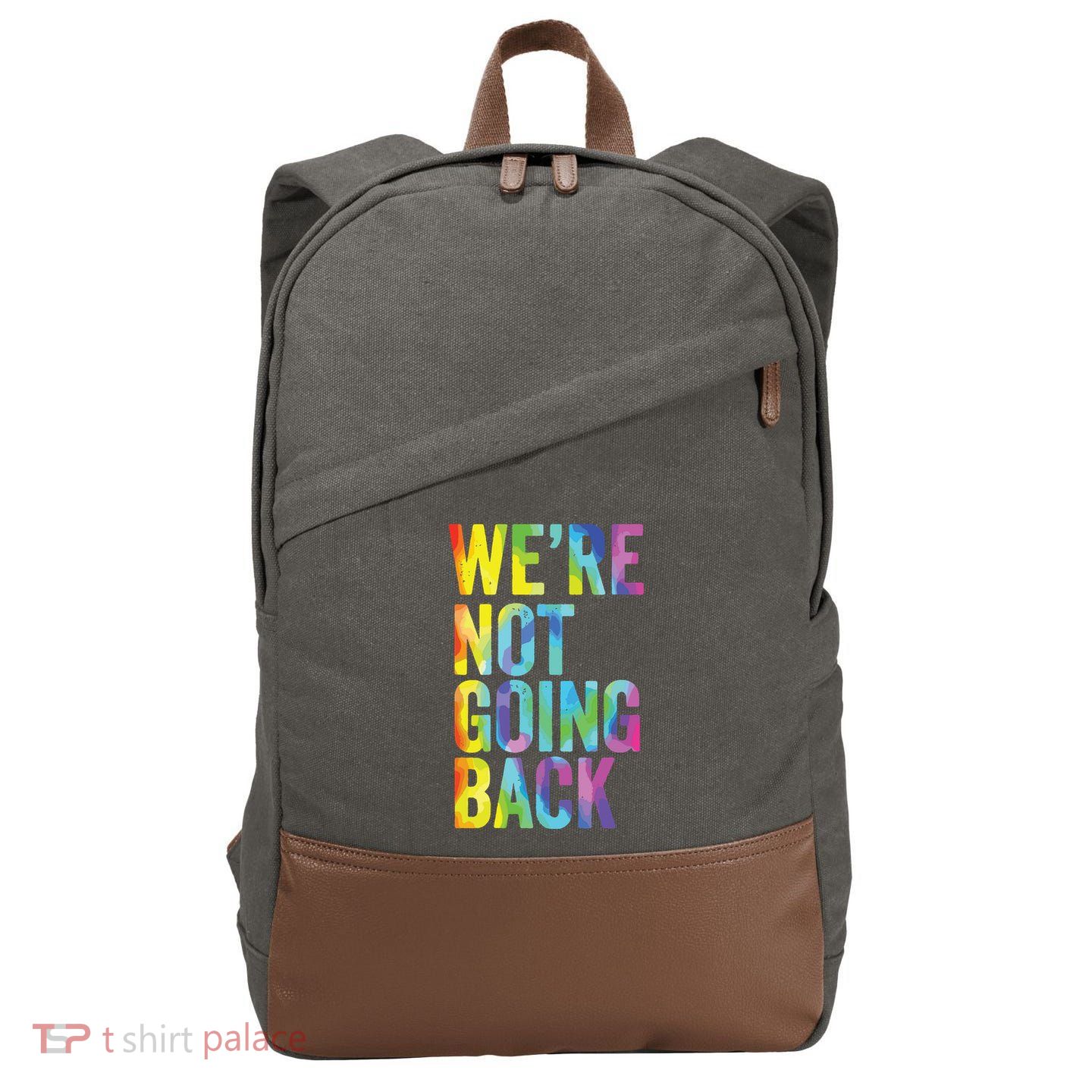 Were Not Going Back Slogan Vintage Distressed Election Vote Cotton Canvas Backpack