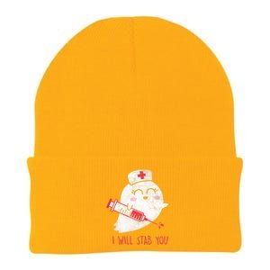 Wo Nurse Ghost I Will Stab You Gift Funny Halloween Cute Gift Knit Cap Winter Beanie