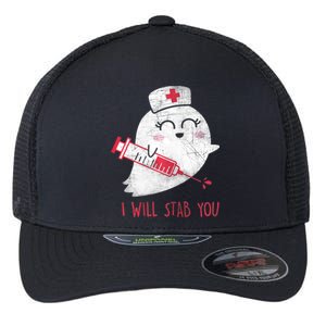 Wo Nurse Ghost I Will Stab You Gift Funny Halloween Cute Gift Flexfit Unipanel Trucker Cap