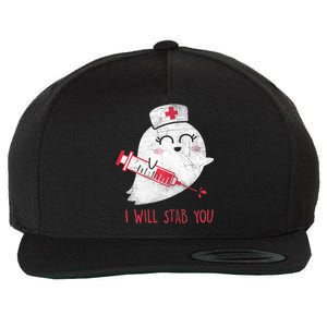 Wo Nurse Ghost I Will Stab You Gift Funny Halloween Cute Gift Wool Snapback Cap