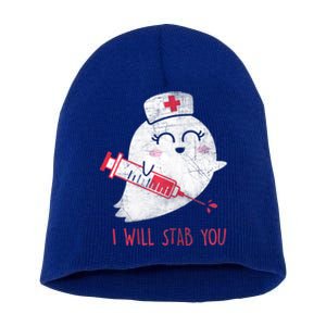 Wo Nurse Ghost I Will Stab You Gift Funny Halloween Cute Gift Short Acrylic Beanie