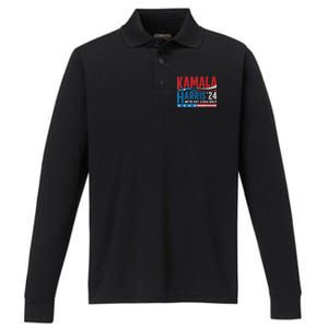 WeRe Not Going Back Vote For 2024 President Kamala Harris Performance Long Sleeve Polo