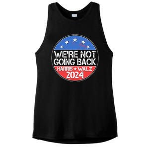 Were Not Going Back Kamala Harris Tim Walz 2024 Emblem Ladies PosiCharge Tri-Blend Wicking Tank