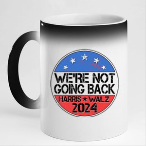 Were Not Going Back Kamala Harris Tim Walz 2024 Emblem 11oz Black Color Changing Mug