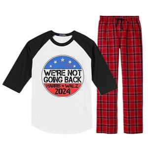 Were Not Going Back Kamala Harris Tim Walz 2024 Emblem Raglan Sleeve Pajama Set