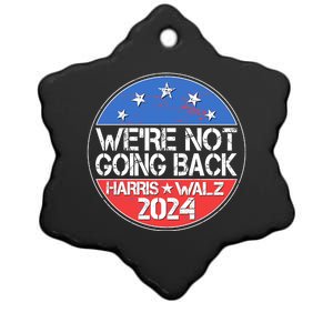 Were Not Going Back Kamala Harris Tim Walz 2024 Emblem Ceramic Star Ornament