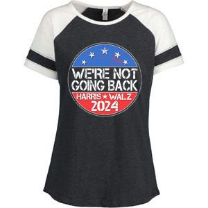 Were Not Going Back Kamala Harris Tim Walz 2024 Emblem Enza Ladies Jersey Colorblock Tee