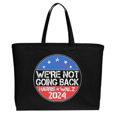 Were Not Going Back Kamala Harris Tim Walz 2024 Emblem Cotton Canvas Jumbo Tote