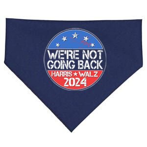 Were Not Going Back Kamala Harris Tim Walz 2024 Emblem USA-Made Doggie Bandana