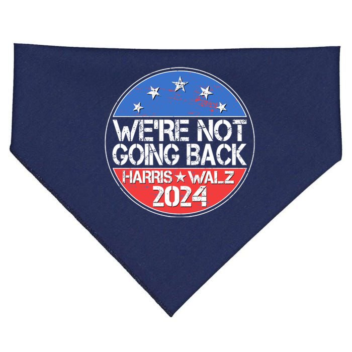 Were Not Going Back Kamala Harris Tim Walz 2024 Emblem USA-Made Doggie Bandana