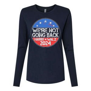 Were Not Going Back Kamala Harris Tim Walz 2024 Emblem Womens Cotton Relaxed Long Sleeve T-Shirt