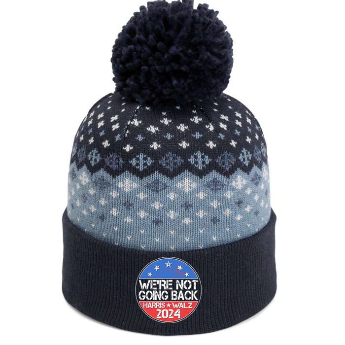 Were Not Going Back Kamala Harris Tim Walz 2024 Emblem The Baniff Cuffed Pom Beanie