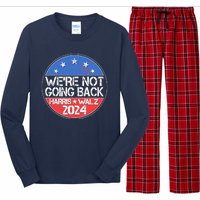 Were Not Going Back Kamala Harris Tim Walz 2024 Emblem Long Sleeve Pajama Set