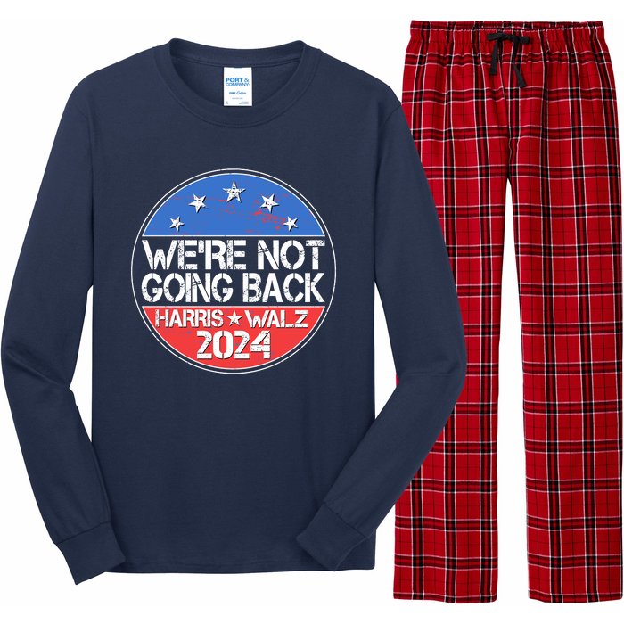 Were Not Going Back Kamala Harris Tim Walz 2024 Emblem Long Sleeve Pajama Set