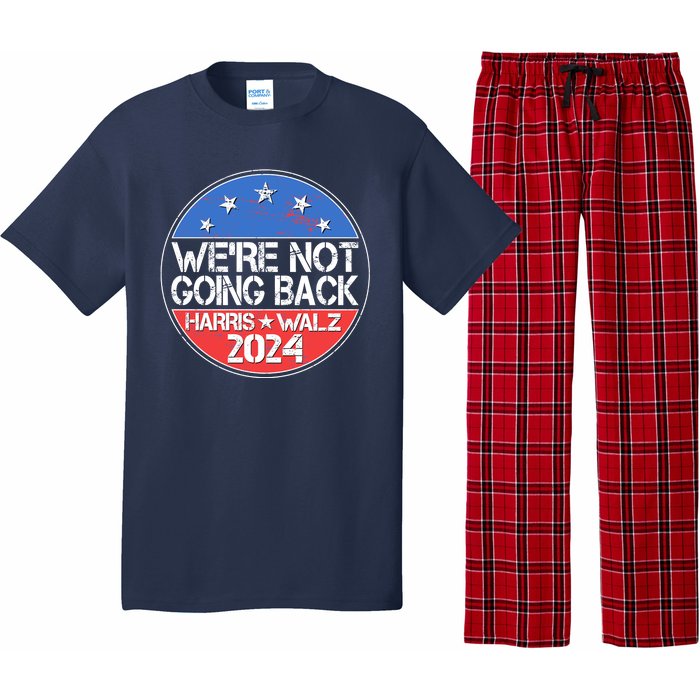 Were Not Going Back Kamala Harris Tim Walz 2024 Emblem Pajama Set