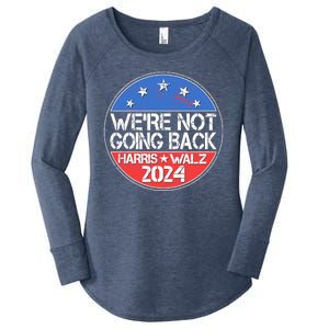 Were Not Going Back Kamala Harris Tim Walz 2024 Emblem Women's Perfect Tri Tunic Long Sleeve Shirt