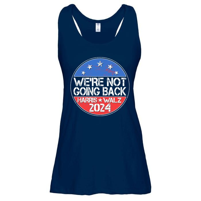 Were Not Going Back Kamala Harris Tim Walz 2024 Emblem Ladies Essential Flowy Tank