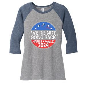 Were Not Going Back Kamala Harris Tim Walz 2024 Emblem Women's Tri-Blend 3/4-Sleeve Raglan Shirt