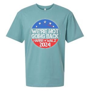 Were Not Going Back Kamala Harris Tim Walz 2024 Emblem Sueded Cloud Jersey T-Shirt