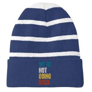 Were Not Going Back Election 2024 Striped Beanie with Solid Band