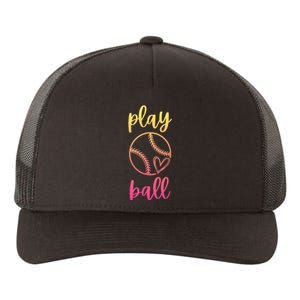 Women N Girls Softball Play Ball Tie Dye Softball Yupoong Adult 5-Panel Trucker Hat