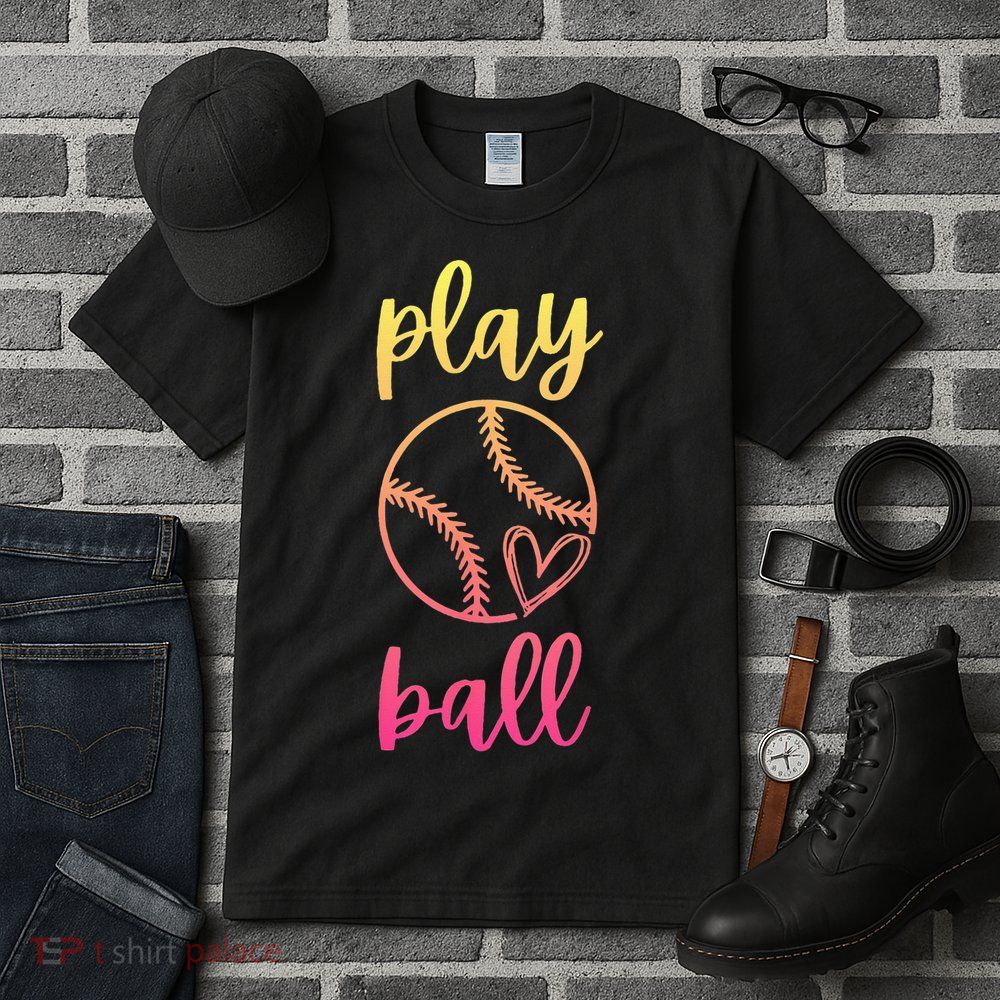 Women N Girls Softball Play Ball Tie Dye Softball Tall T-Shirt