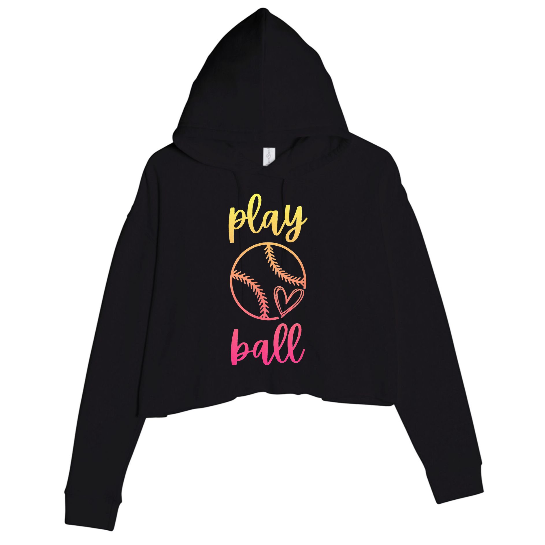 Women N Girls Softball Play Ball Tie Dye Softball Crop Fleece Hoodie