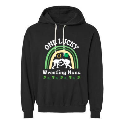 Wrestling Nana Grandma St Patrick's Day Sports Meaningful Gift Garment-Dyed Fleece Hoodie