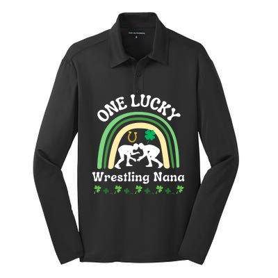 Wrestling Nana Grandma St Patrick's Day Sports Meaningful Gift Silk Touch Performance Long Sleeve Polo