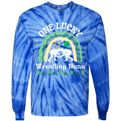 Wrestling Nana Grandma St Patrick's Day Sports Meaningful Gift Tie-Dye Long Sleeve Shirt