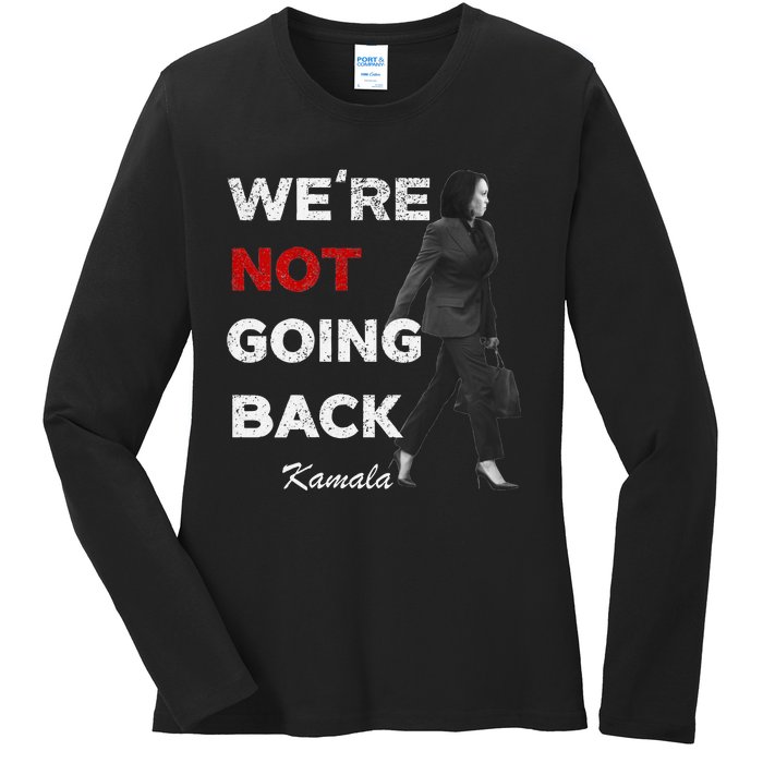 WeRe Not Going Back Kamala 2024 V Neck Ladies Long Sleeve Shirt