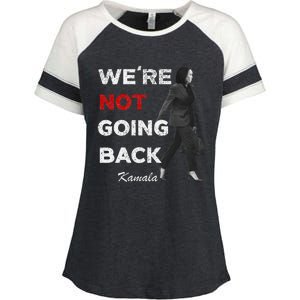 WeRe Not Going Back Kamala 2024 V Neck Enza Ladies Jersey Colorblock Tee