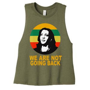 WeRe Not Going Back Vote For 2024 President Kamala Harris V Neck Women's Racerback Cropped Tank