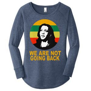 WeRe Not Going Back Vote For 2024 President Kamala Harris V Neck Women's Perfect Tri Tunic Long Sleeve Shirt