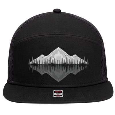 Wildlife Nature Hiking Hiker Forest Reflection Mountain 7 Panel Mesh Trucker Snapback Hat