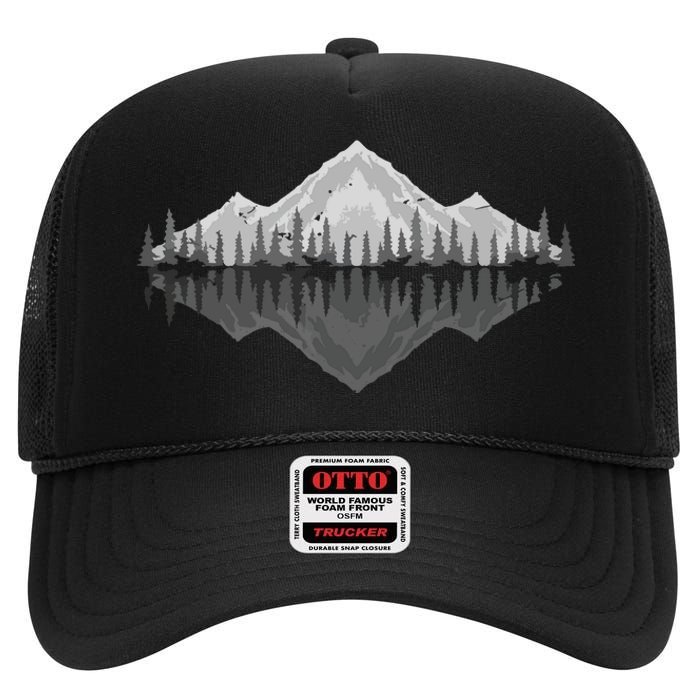 Wildlife Nature Hiking Hiker Forest Reflection Mountain High Crown Mesh Back Trucker Hat