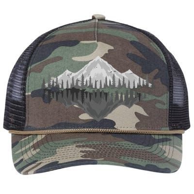 Wildlife Nature Hiking Hiker Forest Reflection Mountain Retro Rope Trucker Hat Cap