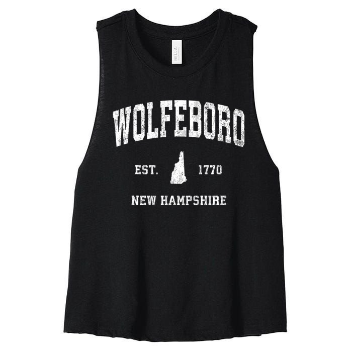 Wolfeboro New Hampshire Nh Vintage Athletic Women's Racerback Cropped Tank