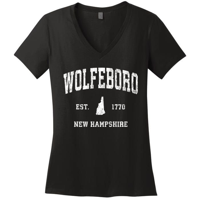 Wolfeboro New Hampshire Nh Vintage Athletic Women's V-Neck T-Shirt