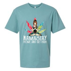 Weed Namastay Home And Get High Cannabis Namaste Yoga Gift Sueded Cloud Jersey T-Shirt