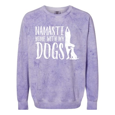 Wo Namaste Home With My Dogs Funny Pet Lover Gift Great Gift Colorblast Crewneck Sweatshirt