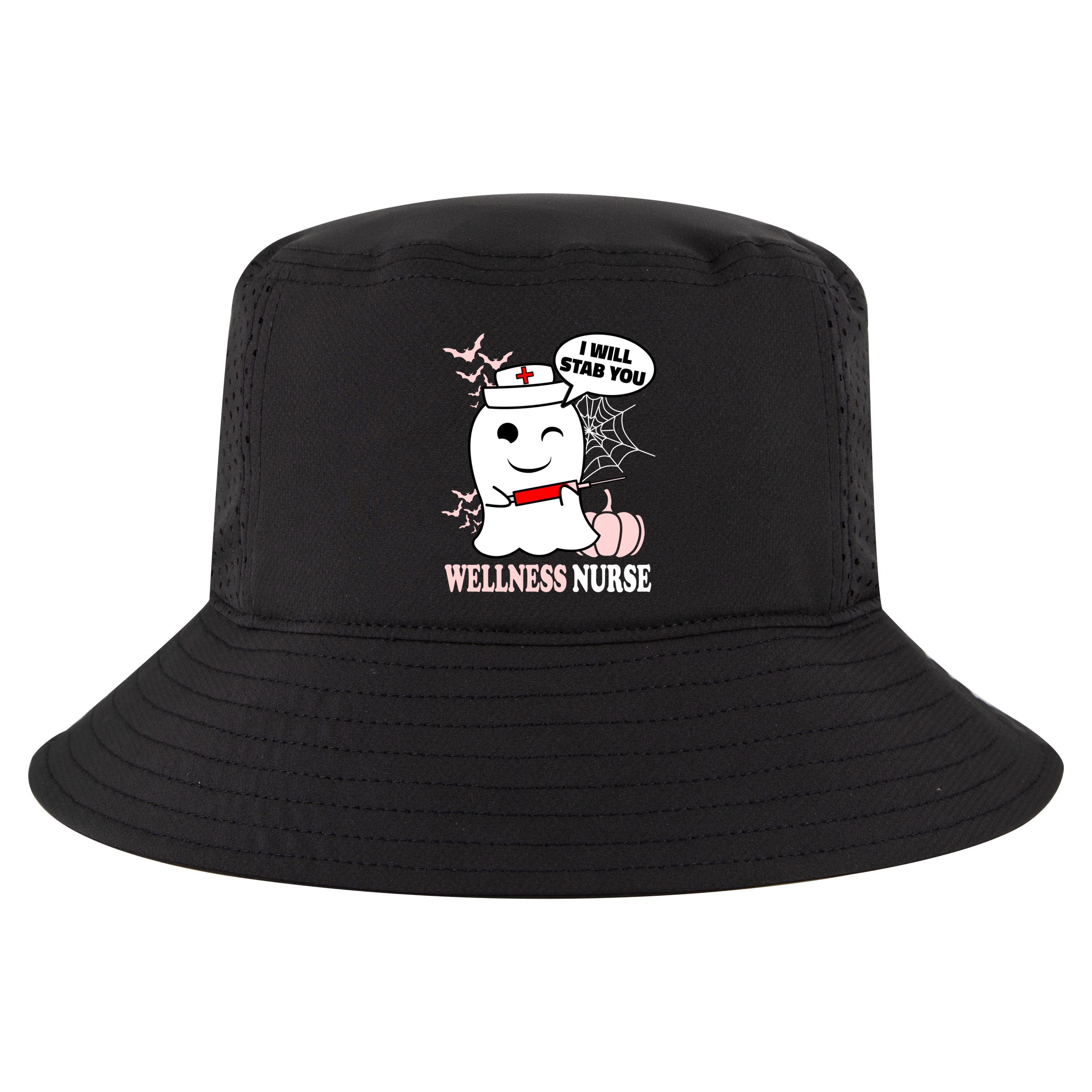 Wellness Nurse Halloween I Will Stab You Funny Ghost Gift Cool Comfort Performance Bucket Hat