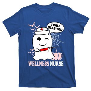 Wellness Nurse Halloween I Will Stab You Funny Ghost Gift T-Shirt