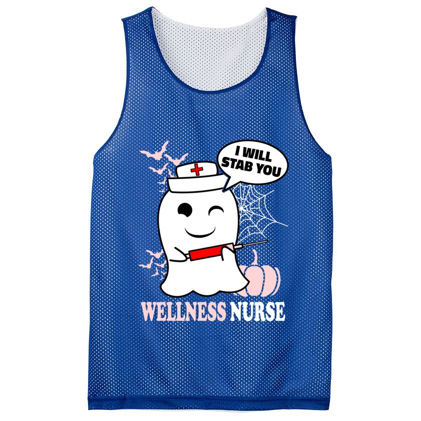Wellness Nurse Halloween I Will Stab You Funny Ghost Gift Mesh Reversible Basketball Jersey Tank