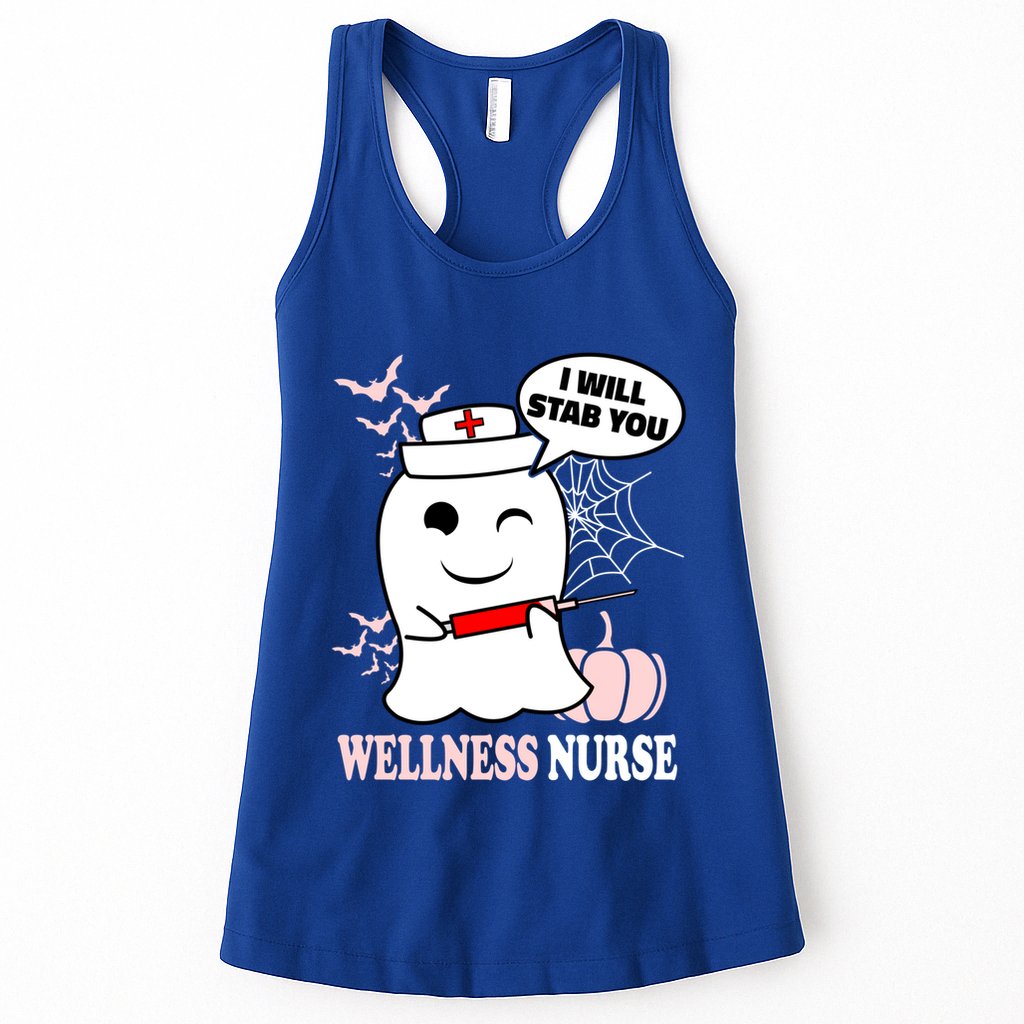 Wellness Nurse Halloween I Will Stab You Funny Ghost Gift Womens Tank Top