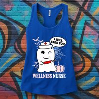 Wellness Nurse Halloween I Will Stab You Funny Ghost Gift Womens Tank Top