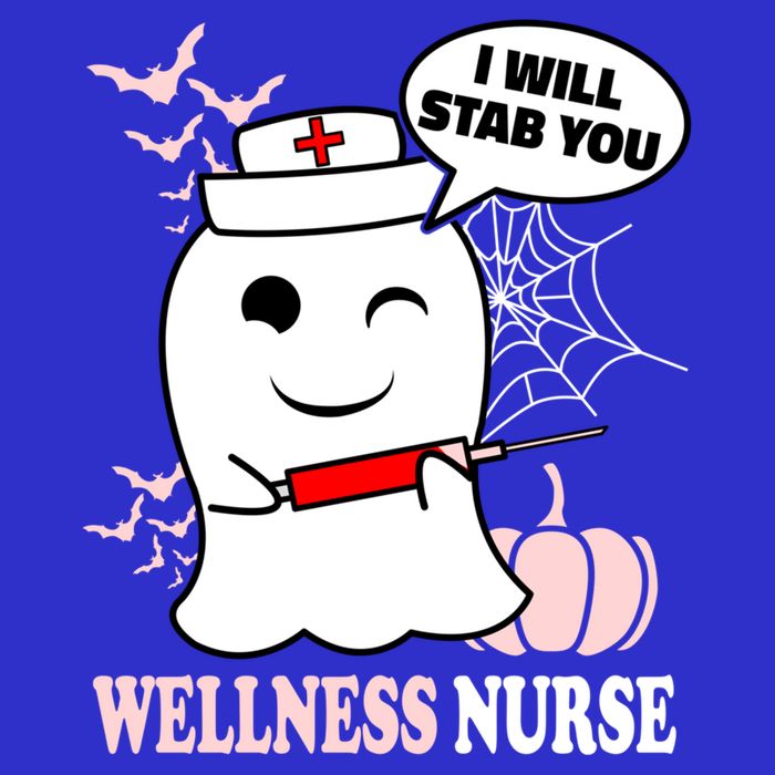 Wellness Nurse Halloween I Will Stab You Funny Ghost Gift Baby Bodysuit