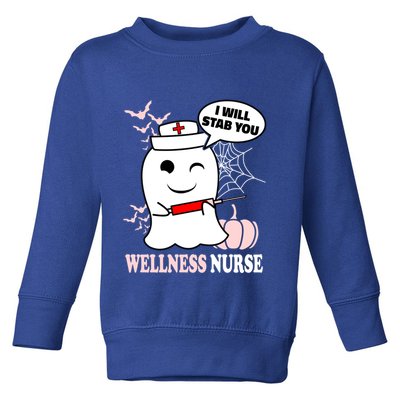 Wellness Nurse Halloween I Will Stab You Funny Ghost Gift Toddler Sweatshirt